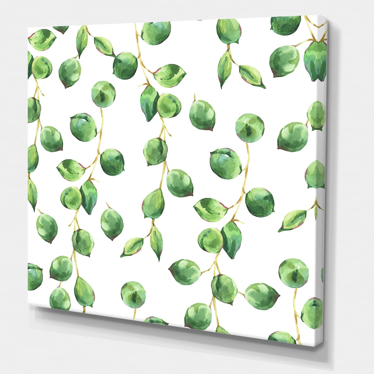 Designart - Tropical Green Leaves Patern - Tropical Canvas Wall Art Print